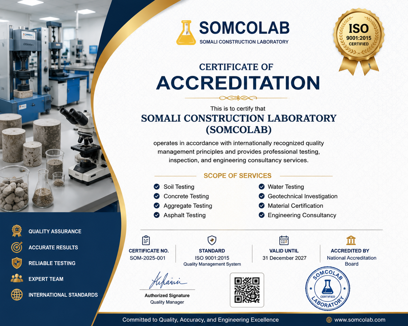 SOMCOLAB Certificate of Accreditation